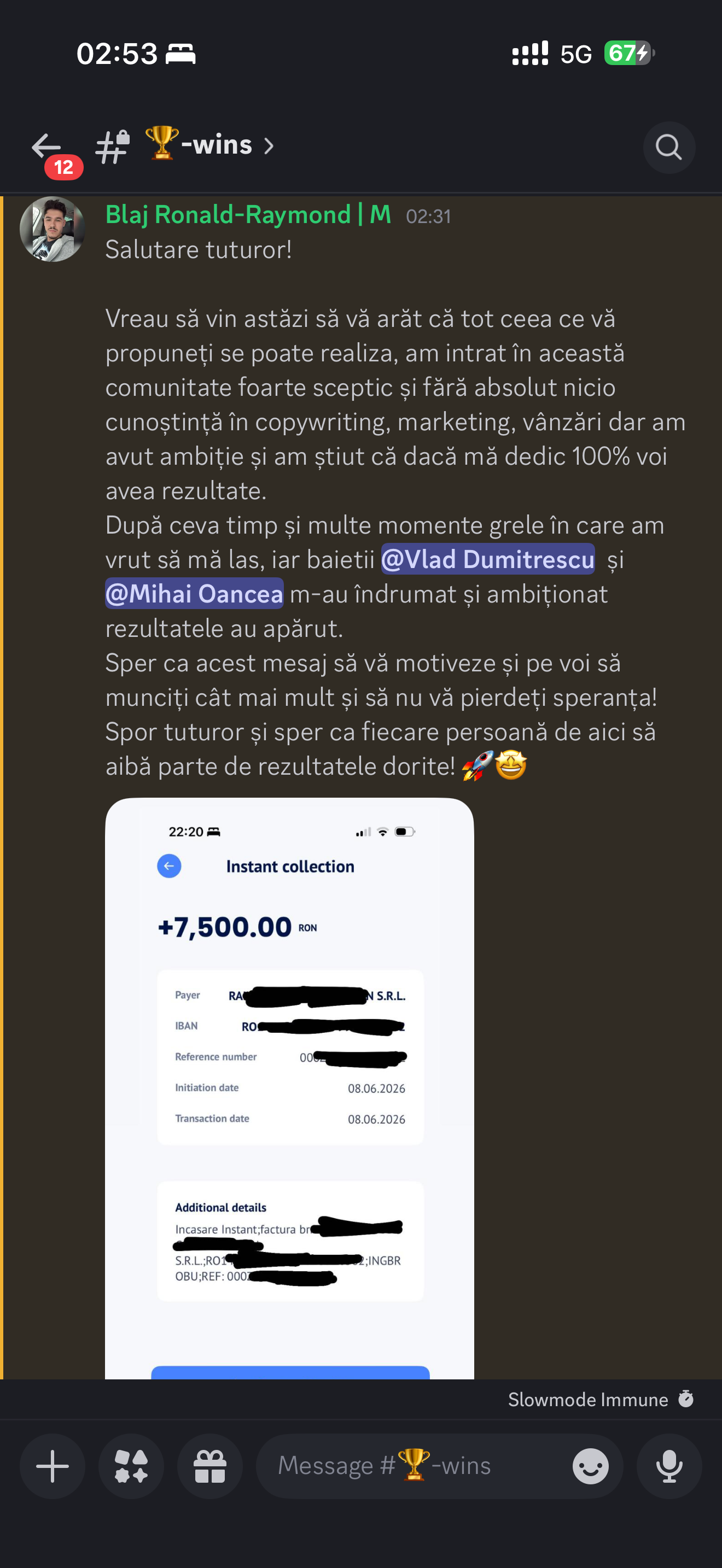 Testimonial student cu plată încasată