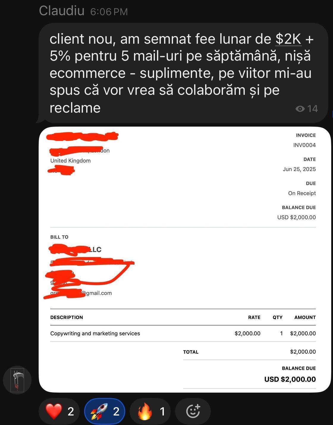 Testimonial student cu factură