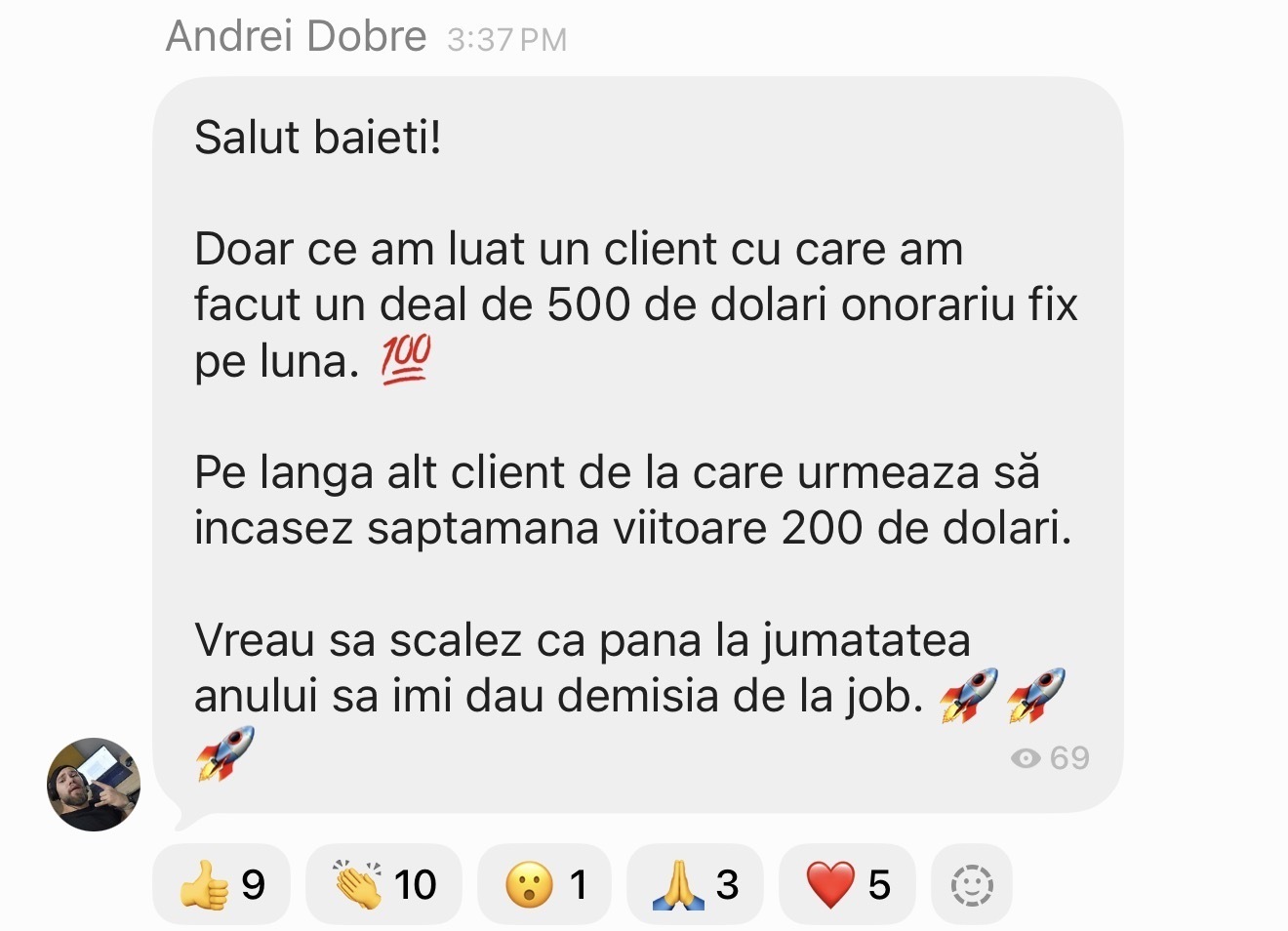 Testimonial student cu dovadă de venit