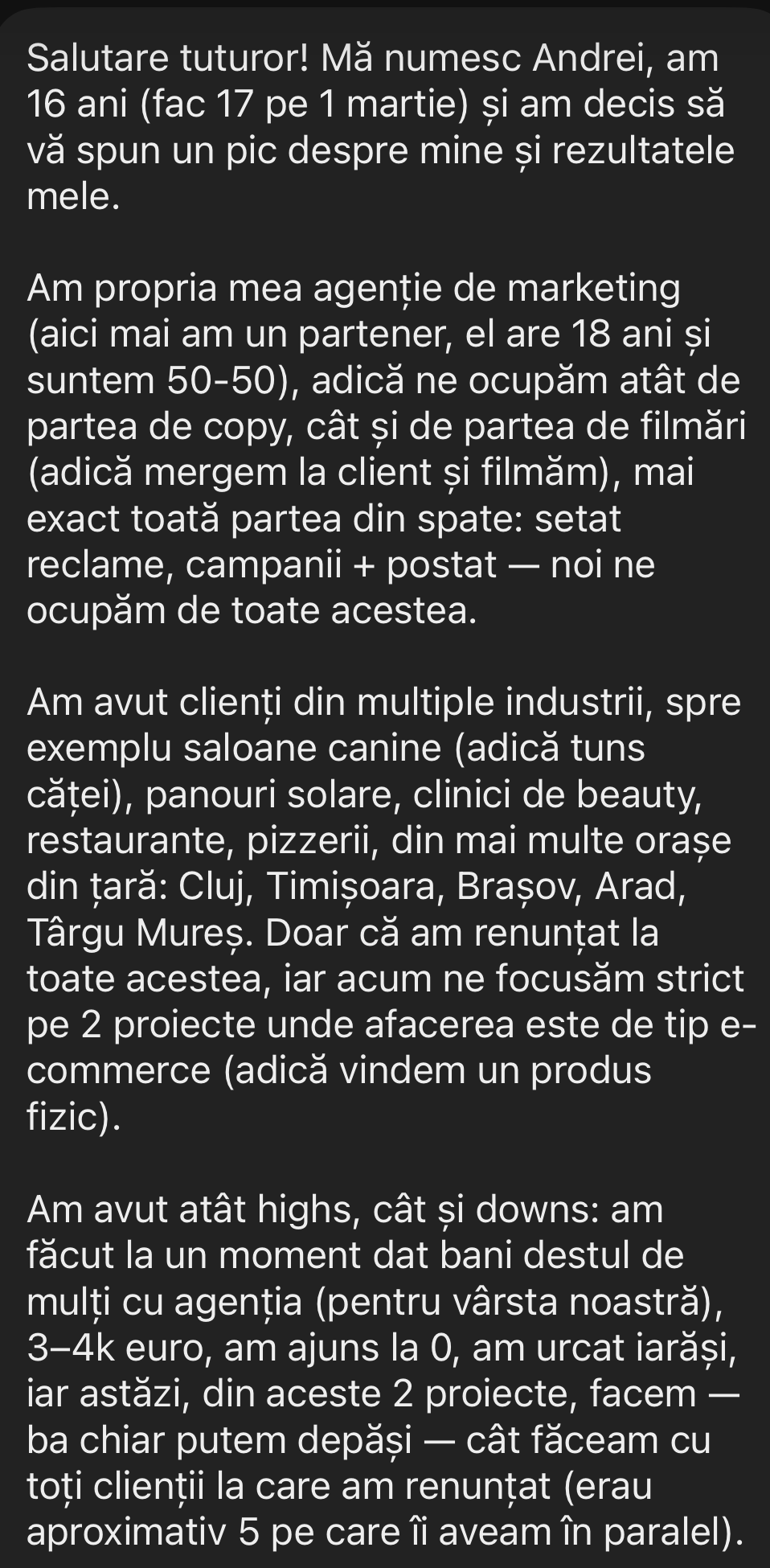 Testimonial student cu dovadă de venit